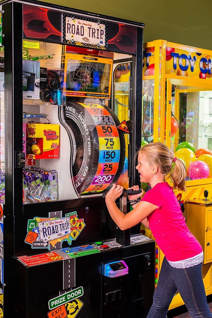 Child Playing Road Trip Spinning Ticket Game